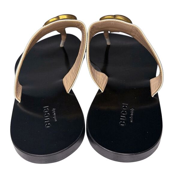 Gucci Marmont GG Thong Sandals White Leather EU 38.5 US 8.5 w/ Box & Dust Bag - Picture 5 of 9